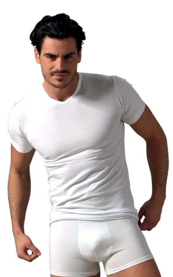Maglia mezza manica collo a V modal Rossoporpora 056