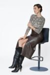 Maglia manica lunga girocollo Cashmere – Animalier Piton MYSUBLIME