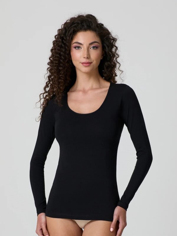 Maglia manica lunga scollo lollo cotone elasticizzato Jadea 4056